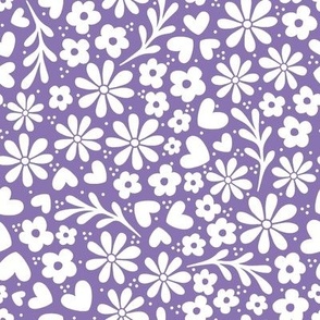 Smaller Scale Dainty Whimsy Garden Floral on Violet