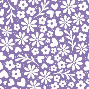 Bigger Scale Dainty Whimsy Garden Floral on Violet