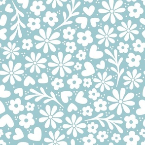 Bigger Scale Dainty Whimsy Garden Floral on Baby Blue