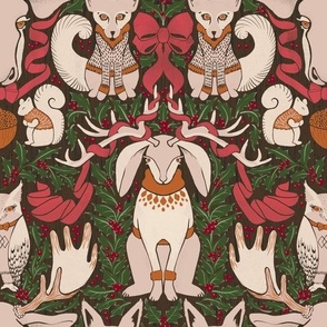 Woodland Friends & Holly in Red