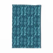 Blue Vertical Decorative Edge on Teal Large Scale