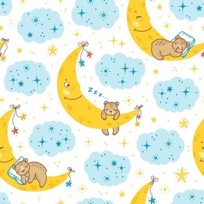 Cute Teddy Bear Sleeping on Moon 2