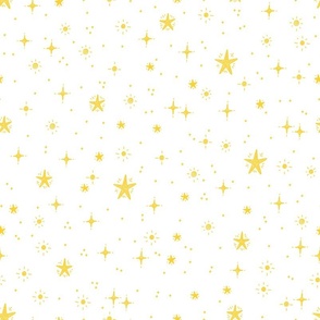 Starry Sky, Doodle Stars / yellow white