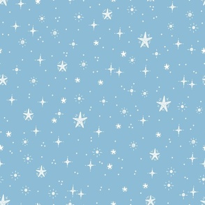 Starry Sky, Doodle Stars / blue white