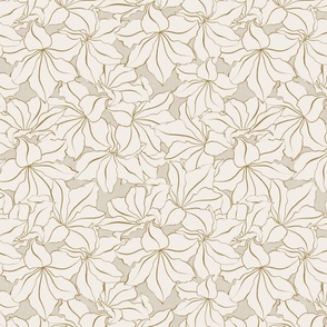 Beige lily. Lotus luxurious boho flowers. Gold luxury floral.