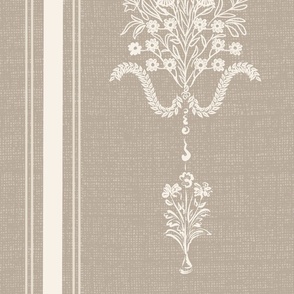 vintage romatic stripes and floral ornaments. light neutral on beige texture - large scale