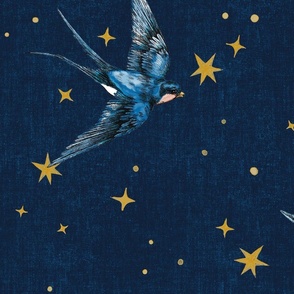 Largest Celestial Swallow Bird in midnight blue sky with stars