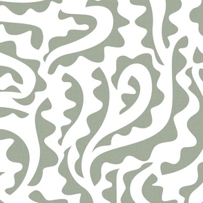 Exotic and Modern Wilderness - Sage Green Leaves on White / Large / Eva Matise