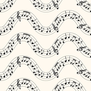 Musical Notes Waves 1 on floral white