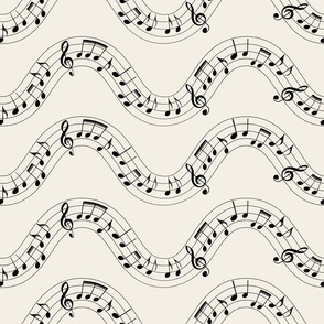 Musical Notes Waves 5 on vintage white