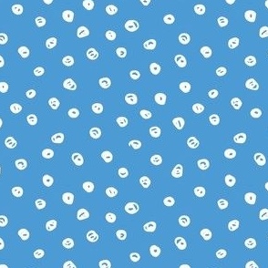 (S) White spotty dots on  blue solid