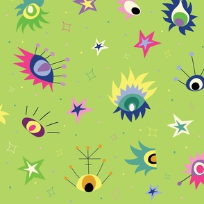 Space Eyes // Solar Flare Green (chartreuse) Background
