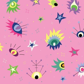 Space Eyes // Sunrise Pink (Lite Pink) Background