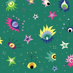 Space Eyes // Solar Shower (Deep Green) Background