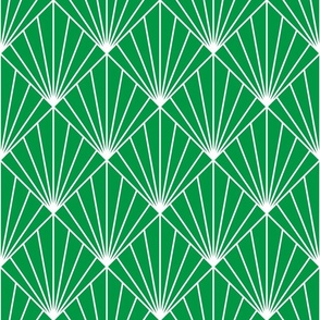 Art Deco Squares White Lines Bright Green- Medium Print