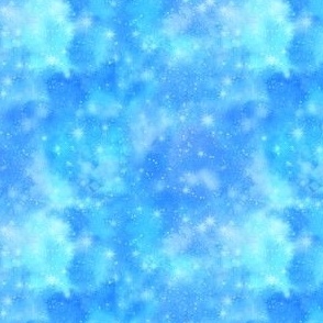 Galaxy Stars  on Light Blue Stars - Ditsy- Celestial White Stars Watercolor Astronomy Space