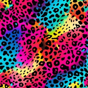 80s Vibe Bright Rainbow Cheetah Print 