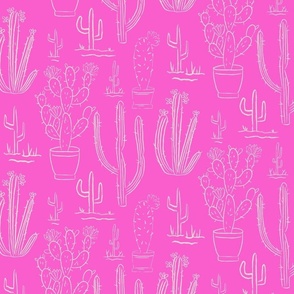 Cactus linework-pink and cream Large