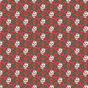 Gothic Roses and Skulls Halloween Pattern (brown) - small