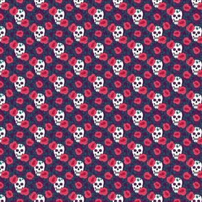 Gothic Roses and Skulls Halloween Pattern (violet) - small