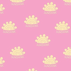 Modernist retro sunny sunshine - happy day summer design for kids yellow on pink girls