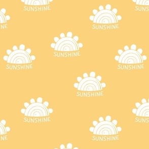 Modernist retro sunny sunshine - happy day summer design for kids white on yellow