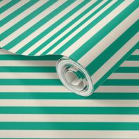 Small scale / Bright green ½ inch horizontal awning stripes on cream / fun cute vibrant vintage 60s geometric lines in hot rich deep jewel emerald and off white light beige ivory / st patricks day classic retro Christmas cabana