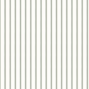Wild Sage green Pinstripes On Floral White Solid