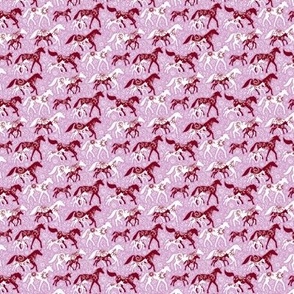Unicorn Floral in Burgundy and Orchid Microprint