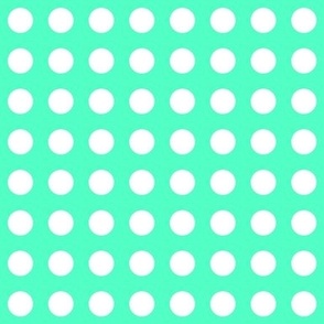 SFGD1BR - Closely Spaced White Polka Dots on Seafoam Green - balmy - 1 inch basic repeat