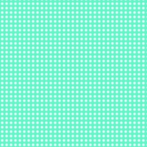 SFGD1BR - Tiny Closely Spaced White Polka Dots on Seafoam Green - 1/4 inch basic repeat