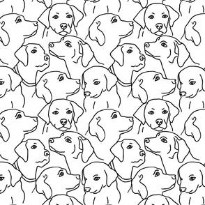 (M) Labrador Retriever, Golden Retriever, Good Dog Bandanna Black and White Line Art