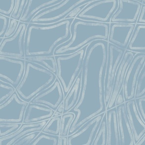 Serenity Blue Hand Drawn Abstract Lines - 24" Wide Repeat