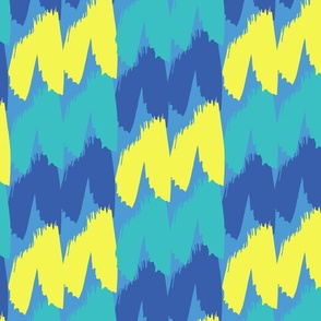 (M) Painted Chevron  Brushstroke in lime green, turquoise and blue solid