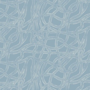 Serenity Blue Hand Drawn Abstract Lines - 12" Wide Repeat