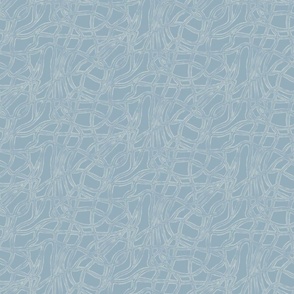 Serenity Blue Hand Drawn Abstract Lines - 6" Wide Repeat