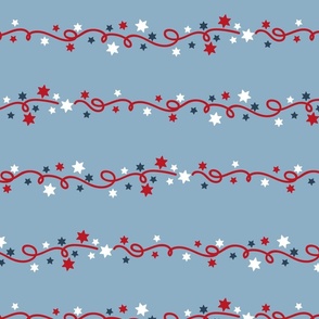 Bigger Patriotic Stars and Swirly Stripes Red White and Blue