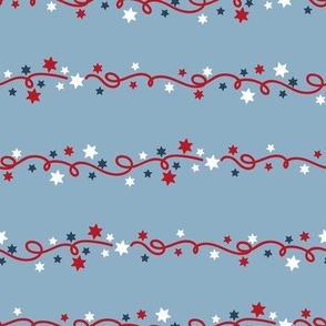 Smaller Patriotic Stars and Swirly Stripes Red White and Blue