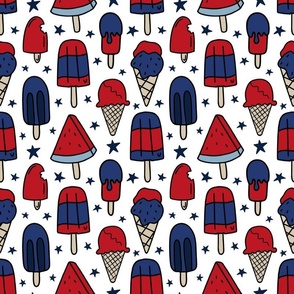 Bigger Patriotic July 4th Summer Fourth Ice Cream Cones and Popsicles in Red White and Blue