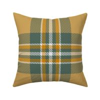 Picnic Blanket Plaid in Tan Sage Green and Orange