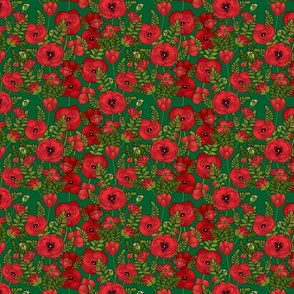 Red Poppy Field (Green small scale)