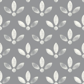 (small) Simple minimalist gritty uneven lino flower gray grey white