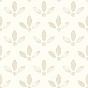 (small) Simple minimalist gritty uneven lino flower bone white beige