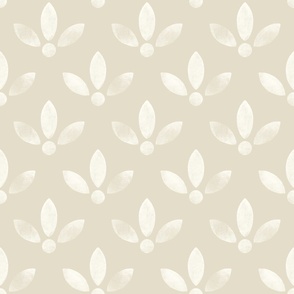 (small) Simple minimalist gritty uneven lino flower bone white beige