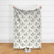 (large) Simple minimalist gritty uneven lino flower gray grey neutral white