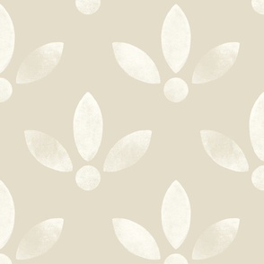 (large) Simple minimalist gritty uneven lino flower bone white beige