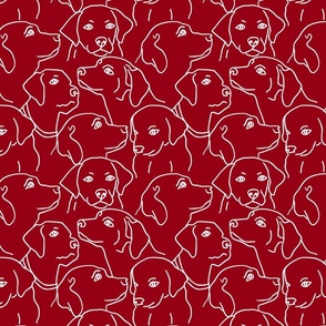 (M) Labrador Retriever, Golden Retriever, Good Dog Bandanna Red and White Line Art