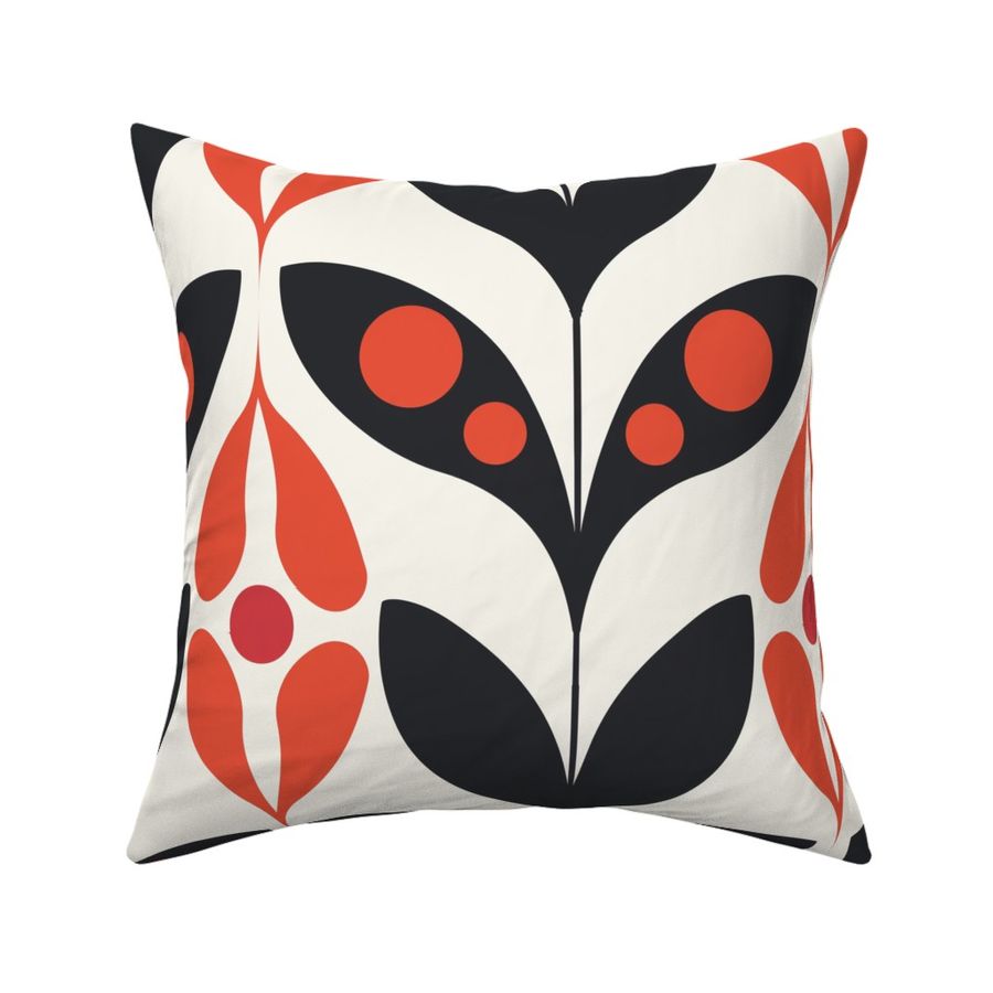 Retro Scandinavian Red Leaf Harmony