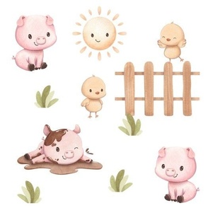 Farm Animals Pigs Baby Nursery Kids 