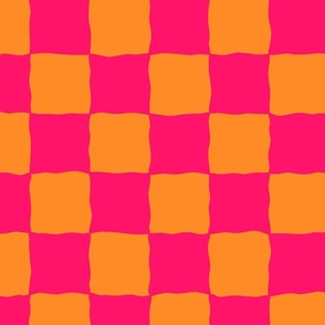 Orange and Pink Funky Checkers | Large